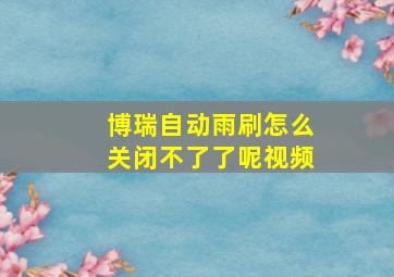 博瑞自动雨刷怎么关闭不了了呢视频