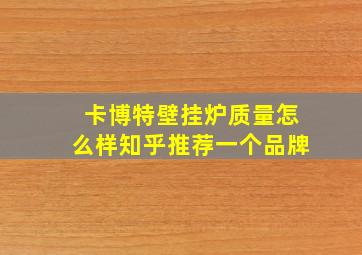 卡博特壁挂炉质量怎么样知乎推荐一个品牌