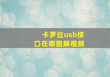 卡罗拉usb接口在哪图解视频