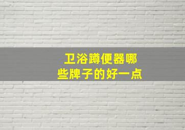 卫浴蹲便器哪些牌子的好一点