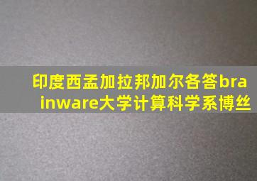 印度西孟加拉邦加尔各答brainware大学计算科学系博丝