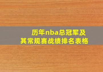 历年nba总冠军及其常规赛战绩排名表格