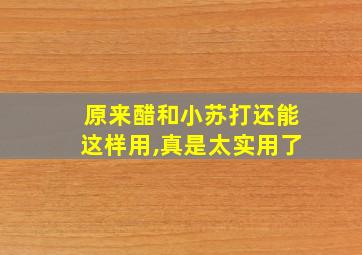 原来醋和小苏打还能这样用,真是太实用了