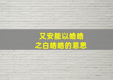 又安能以皓皓之白皓皓的意思