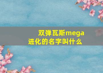 双弹瓦斯mega进化的名字叫什么