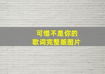 可惜不是你的歌词完整版图片