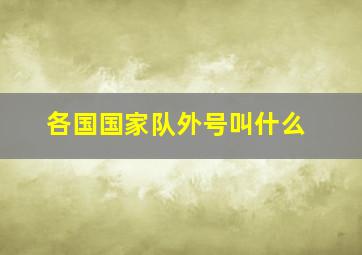 各国国家队外号叫什么