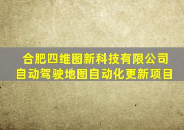 合肥四维图新科技有限公司自动驾驶地图自动化更新项目