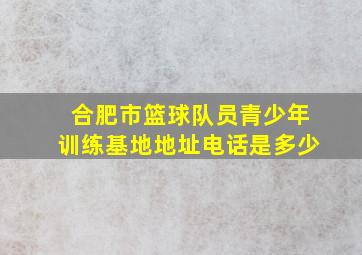 合肥市篮球队员青少年训练基地地址电话是多少