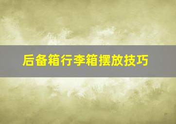 后备箱行李箱摆放技巧