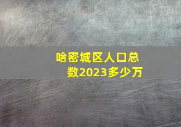 哈密城区人口总数2023多少万