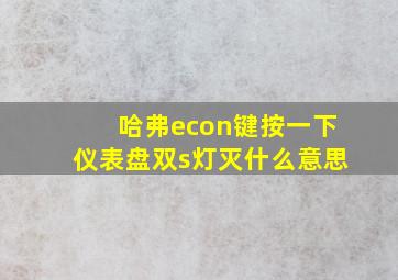 哈弗econ键按一下仪表盘双s灯灭什么意思