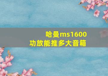 哈曼ms1600功放能推多大音箱