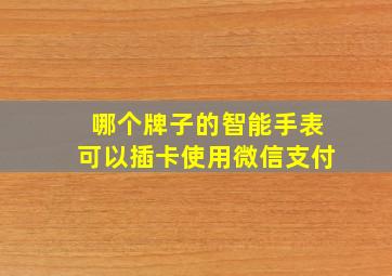 哪个牌子的智能手表可以插卡使用微信支付