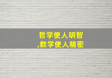 哲学使人明智,数学使人精密