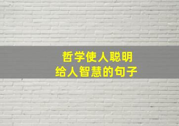 哲学使人聪明给人智慧的句子