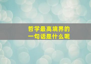 哲学最高境界的一句话是什么呢