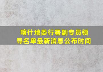 喀什地委行署副专员领导名单最新消息公布时间