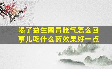 喝了益生菌胃胀气怎么回事儿吃什么药效果好一点