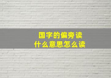 国字的偏旁读什么意思怎么读