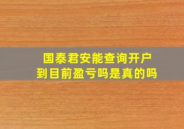 国泰君安能查询开户到目前盈亏吗是真的吗