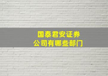 国泰君安证券公司有哪些部门