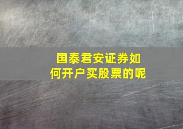 国泰君安证券如何开户买股票的呢