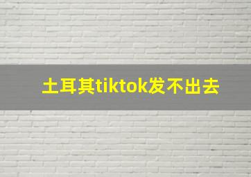 土耳其tiktok发不出去