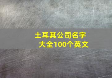 土耳其公司名字大全100个英文