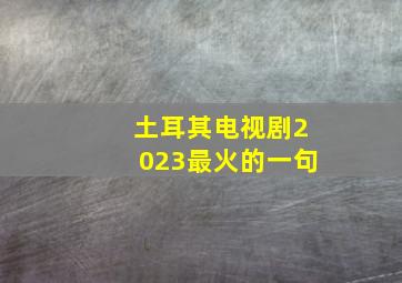 土耳其电视剧2023最火的一句