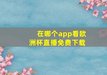 在哪个app看欧洲杯直播免费下载