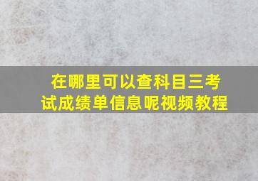 在哪里可以查科目三考试成绩单信息呢视频教程