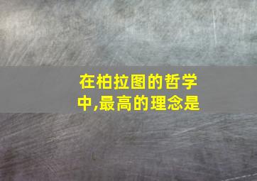 在柏拉图的哲学中,最高的理念是