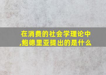 在消费的社会学理论中,鲍德里亚提出的是什么