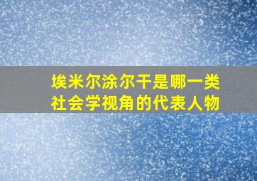 埃米尔涂尔干是哪一类社会学视角的代表人物