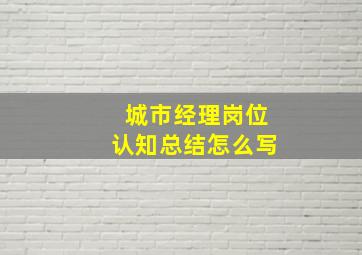 城市经理岗位认知总结怎么写