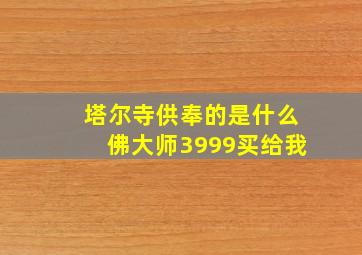 塔尔寺供奉的是什么佛大师3999买给我