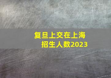 复旦上交在上海招生人数2023