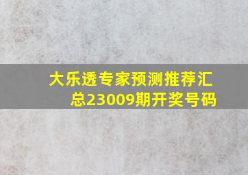 大乐透专家预测推荐汇总23009期开奖号码