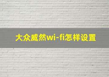 大众威然wi-fi怎样设置