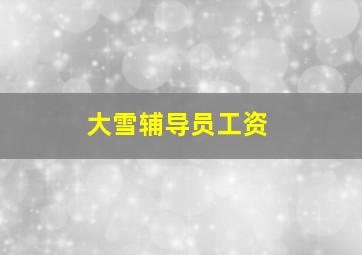 大雪辅导员工资