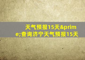 天气预报15天′查询济宁天气预报15天