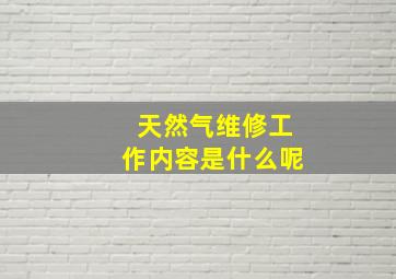 天然气维修工作内容是什么呢