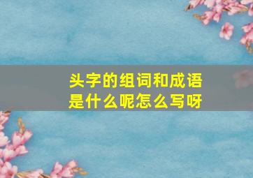 头字的组词和成语是什么呢怎么写呀