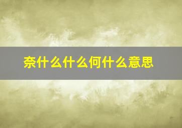 奈什么什么何什么意思