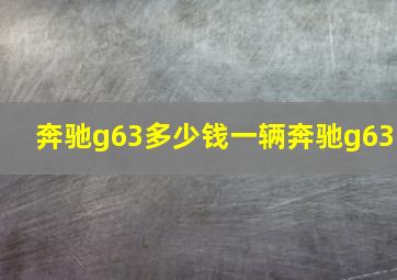 奔驰g63多少钱一辆奔驰g63