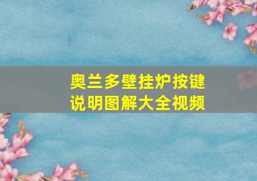 奥兰多壁挂炉按键说明图解大全视频