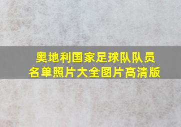 奥地利国家足球队队员名单照片大全图片高清版