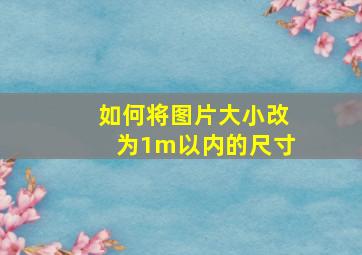 如何将图片大小改为1m以内的尺寸