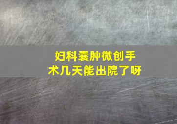 妇科囊肿微创手术几天能出院了呀